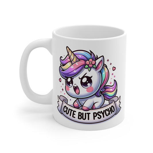 Cute but Psycho Mug, kawaii unicorn, pastel goth