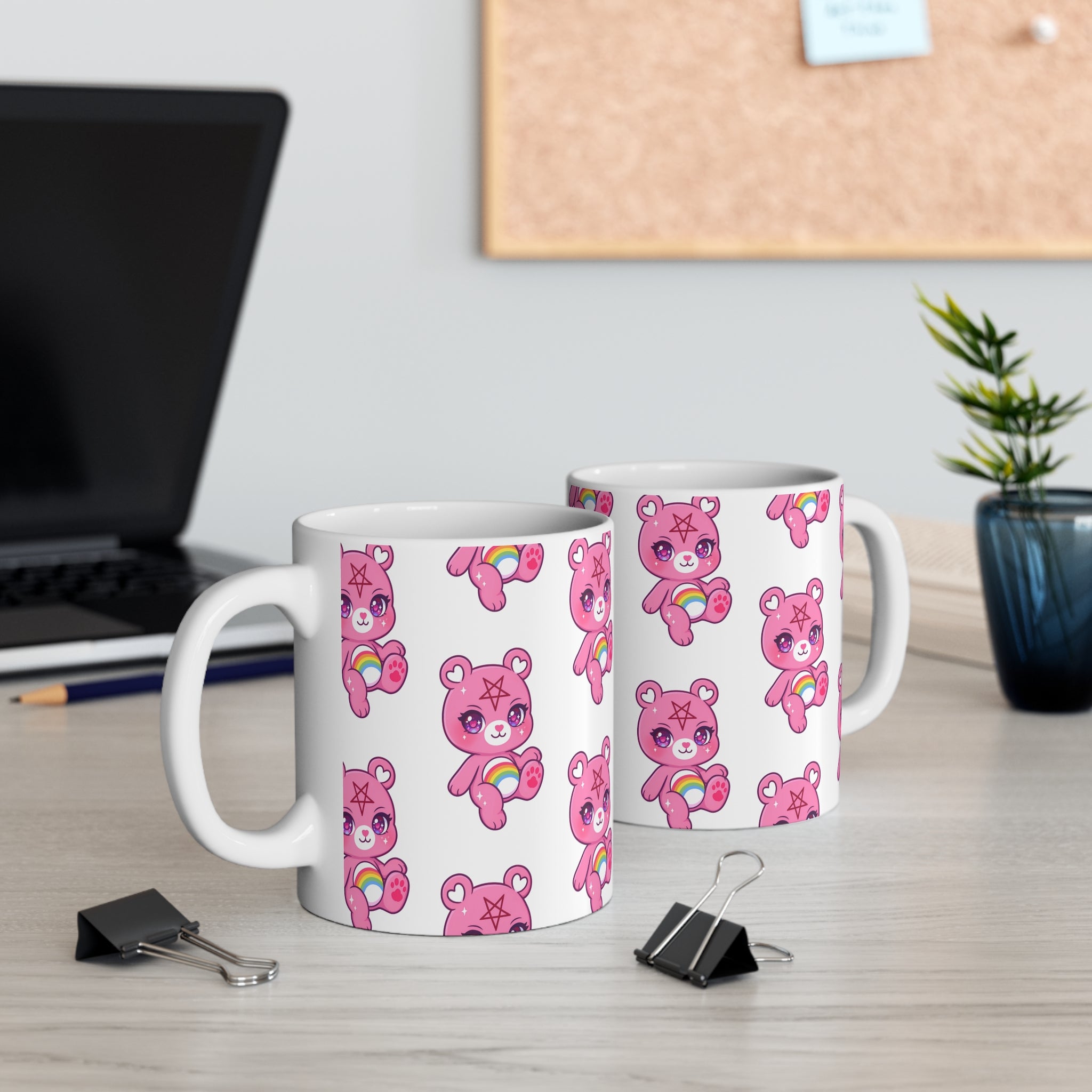 Cute Satanic Bear Mug, spooky cute, Halloween