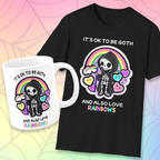 It’s ok to be goth and also love rainbows, T-shirt, up to 5XL, kawaii, pastel goth, pride