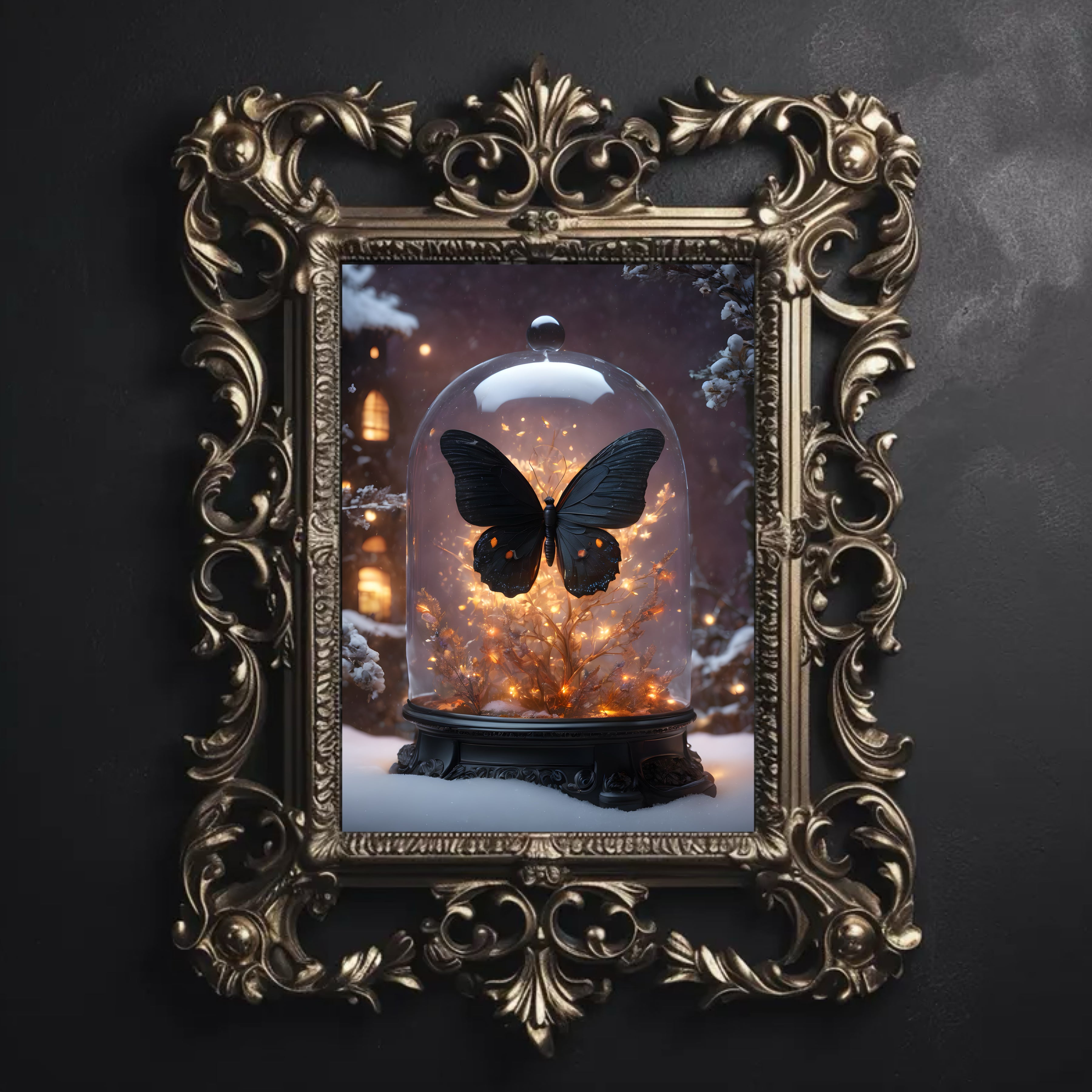 Black Butterfly Fine Art Print, Dark Academia, Goth Wall Decor, Gothic Gallery Wall, Halloween Decor