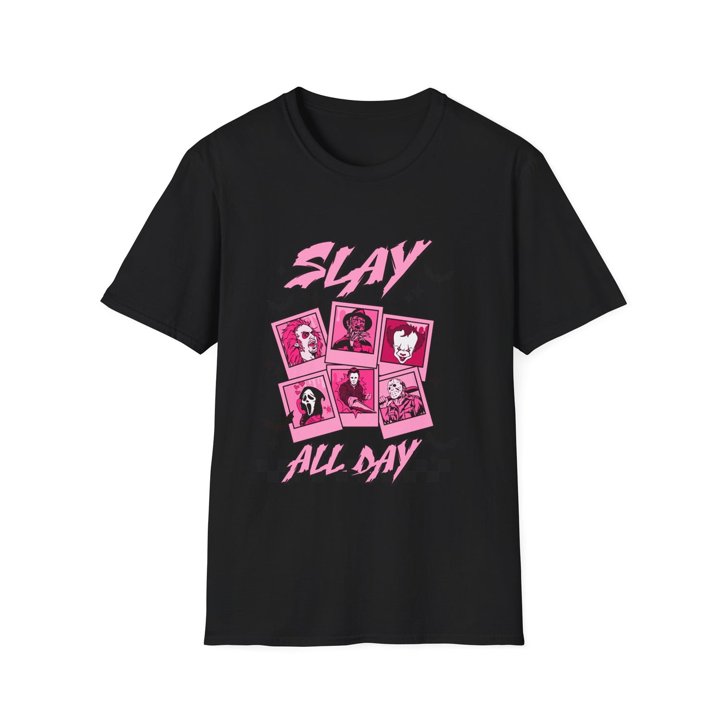 Slay all day, horror movies, Halloween Softstyle T-Shirt