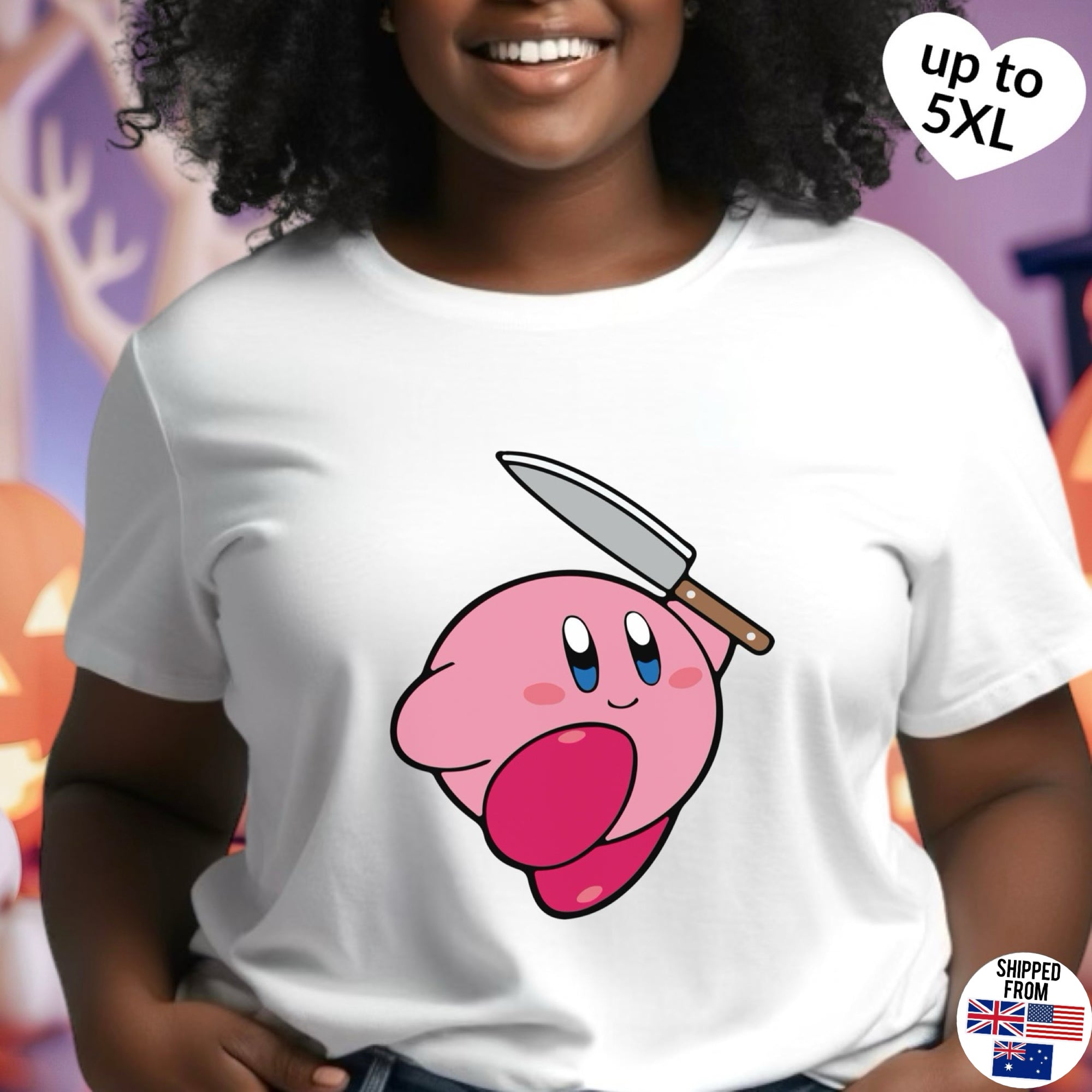 Kirby with knife T-shirt, up to 5XL