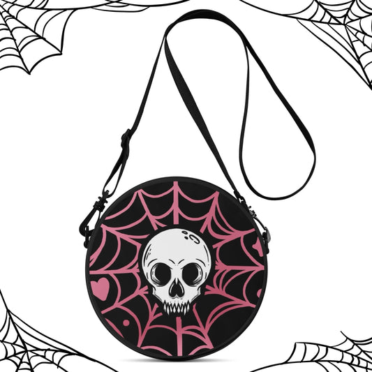 Pink Spiderweb Round Handbag, pastel goth, Halloween