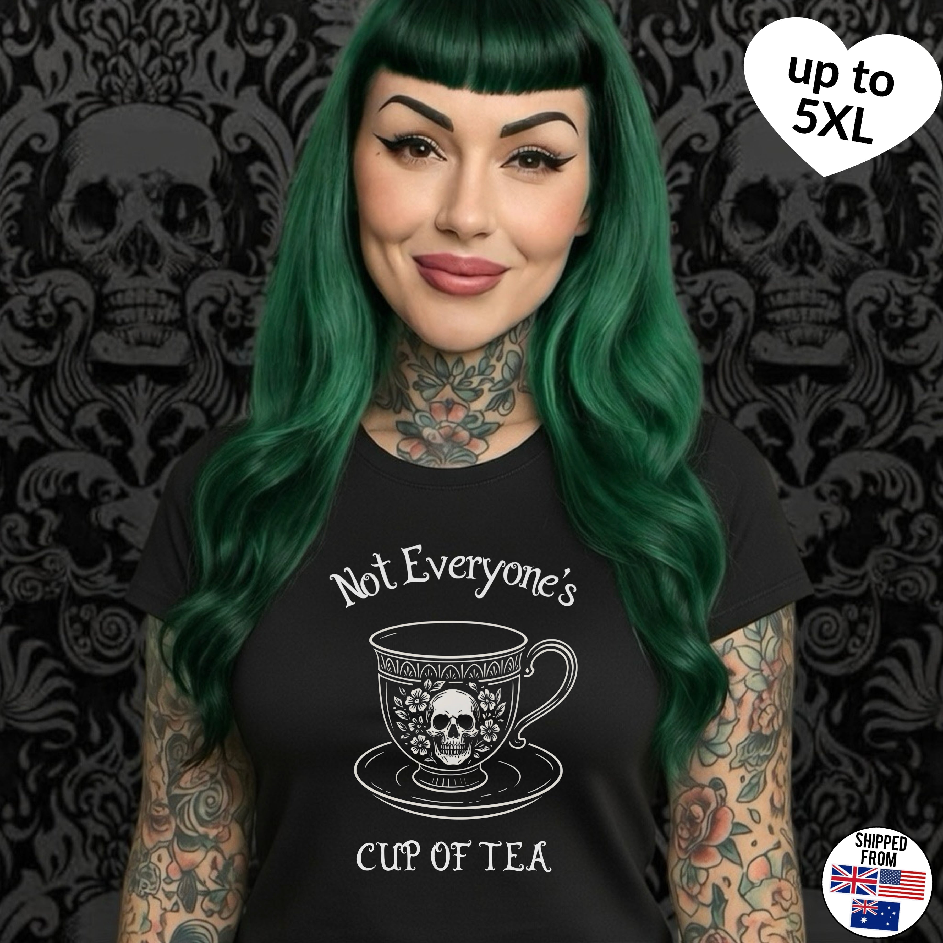Not everyone’s cup of tea, Goth Softstyle T-Shirt, up to 5XL, Halloween, spooky