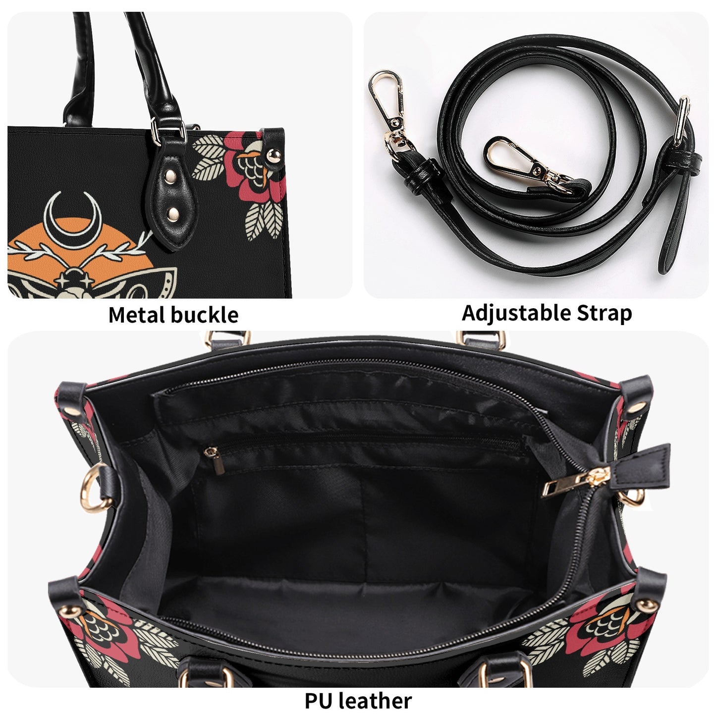 Death Moth Tattoo Vegan Leather Handbag