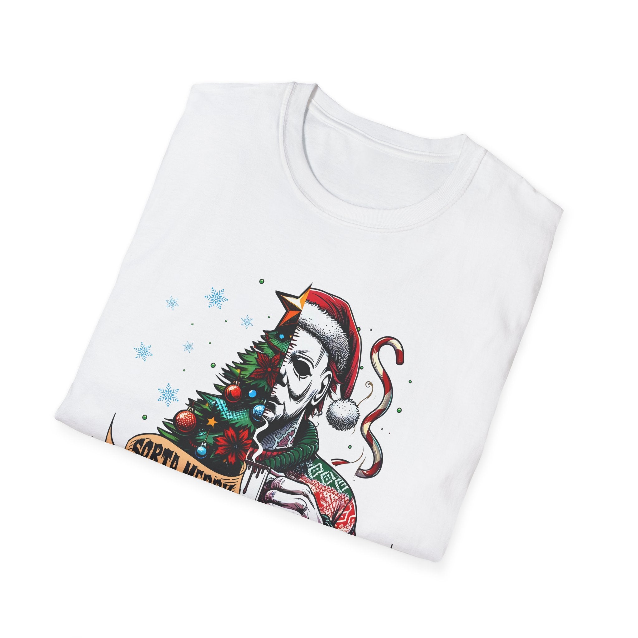 Sorta Merry Sorta Scary, Christmas Softstyle T-Shirt, up to 5XL, Michael Myers, Horror Movie, Spooky