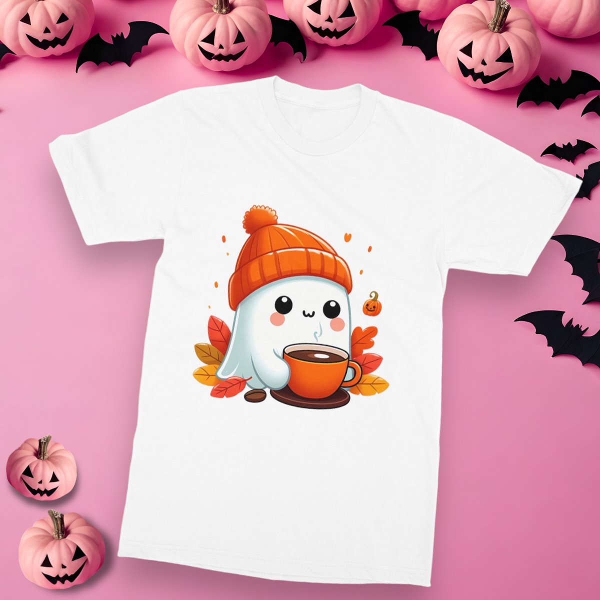 Cute ghost, caffeinated, Halloween, Softstyle T-Shirt