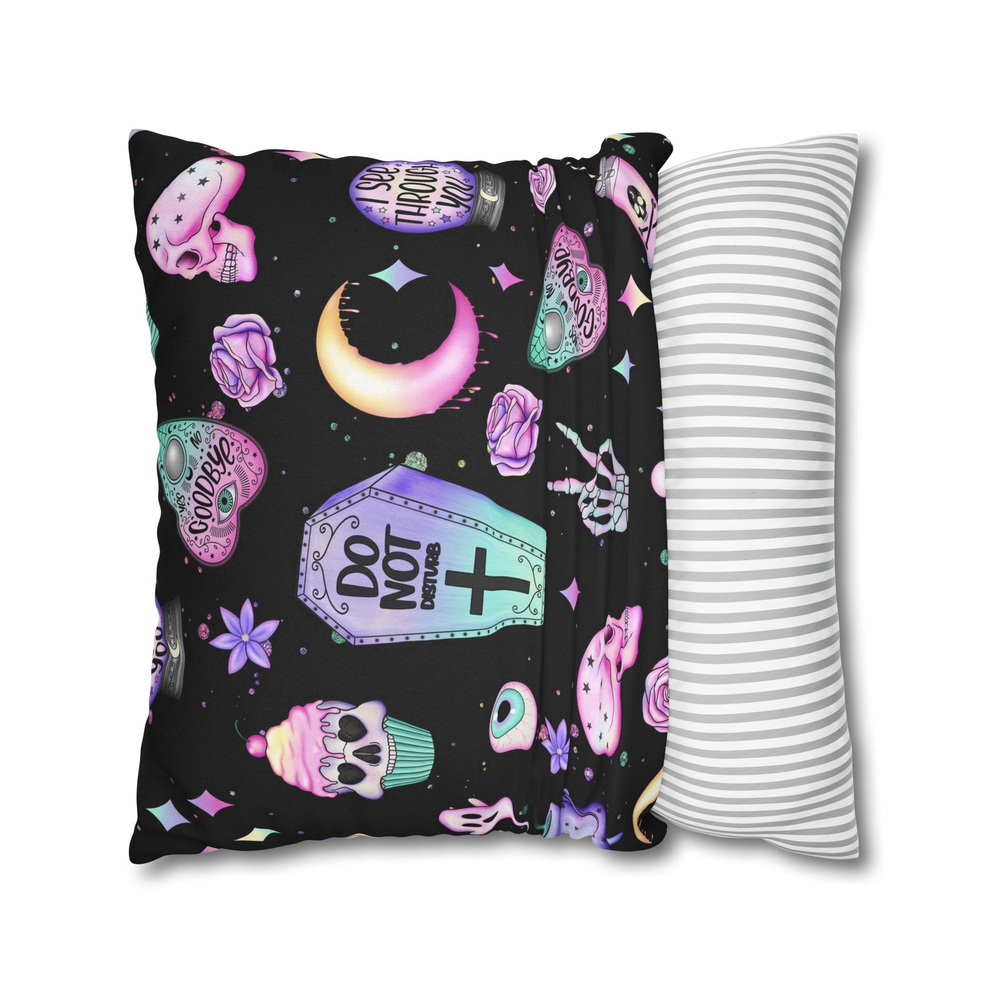 Spooky Vibes Square Pillowcase, Halloween, Pastel Goth