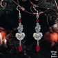 Gothic earrings, sacred heart earrings, 925 sterling silver hooks, Strange Dollz Boudoir