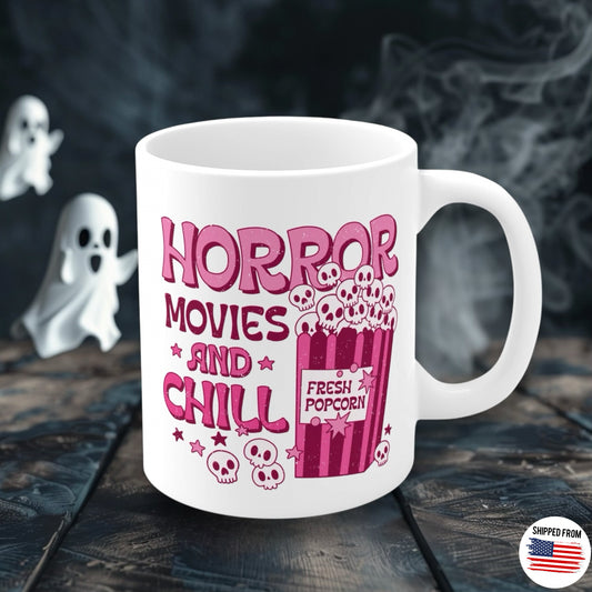 Horror movies and chill Mug, pastel goth