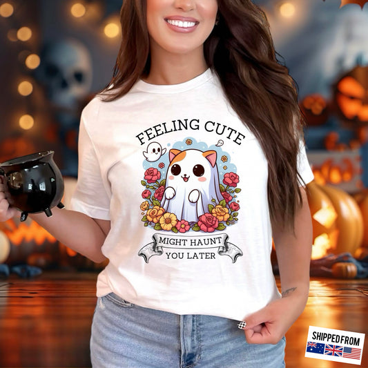 Feeling cute, might haunt you later, cute ghost, Halloween Softstyle T-Shirt