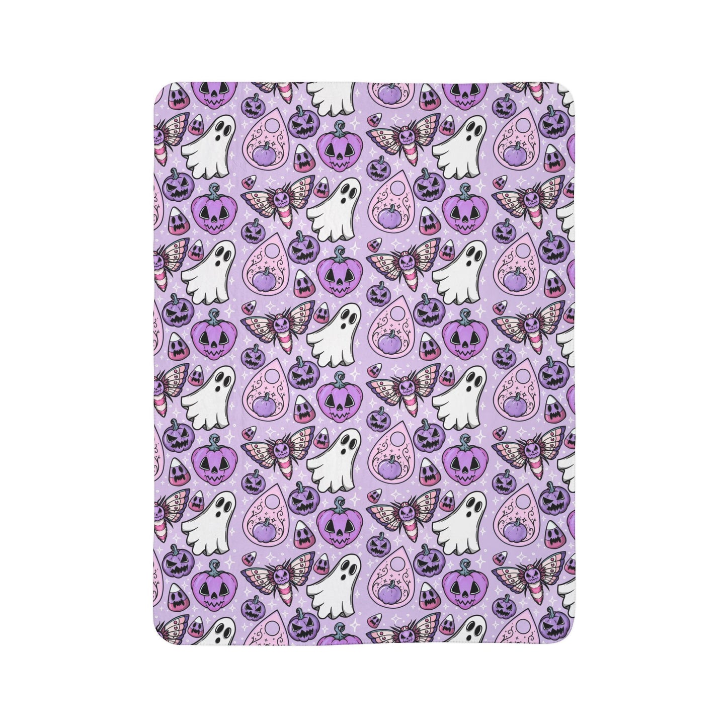 Spooky Cute Fleece Sherpa Blanket, Pastel Goth Halloween