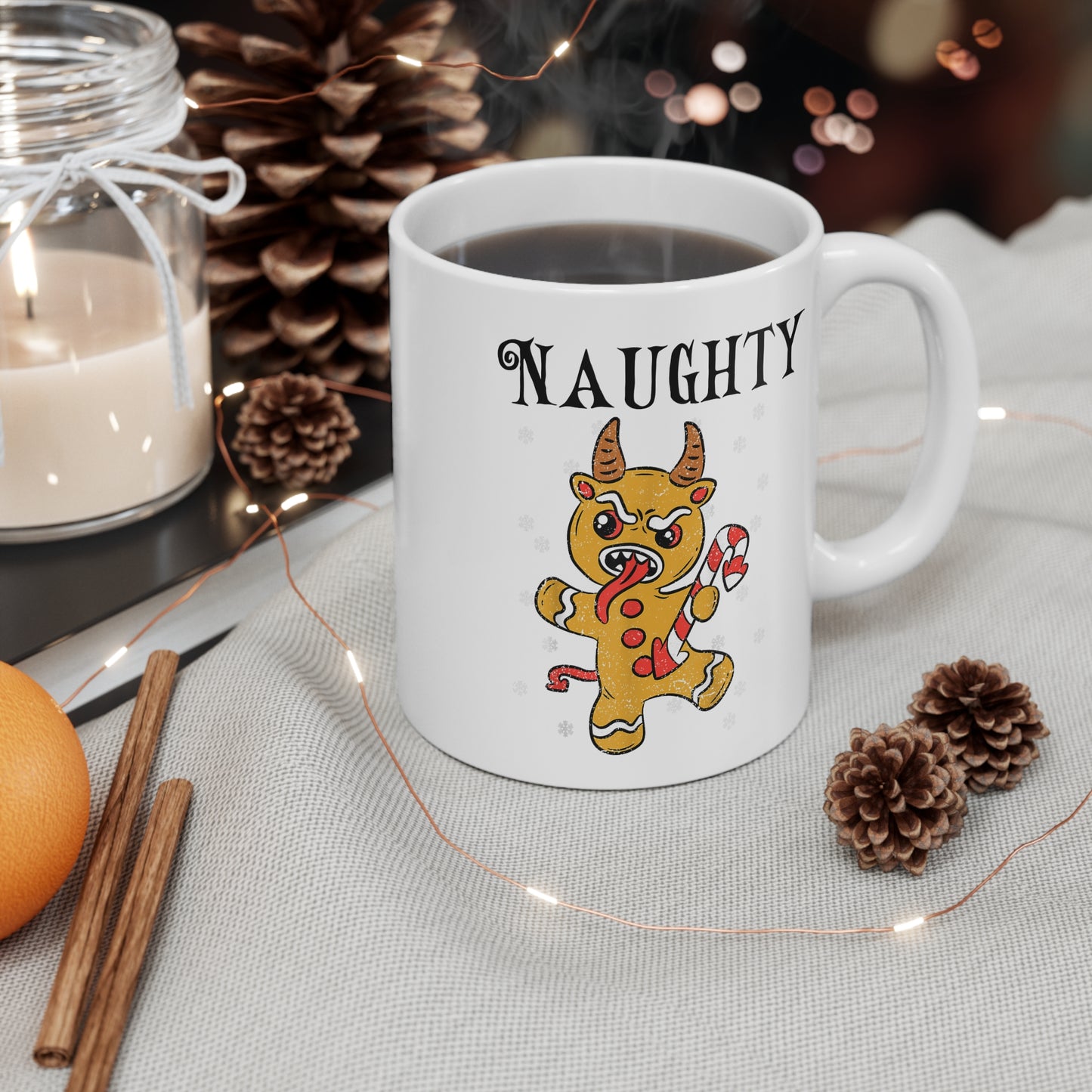 Naughty Krampus Gingerbread man, Christmas Mug