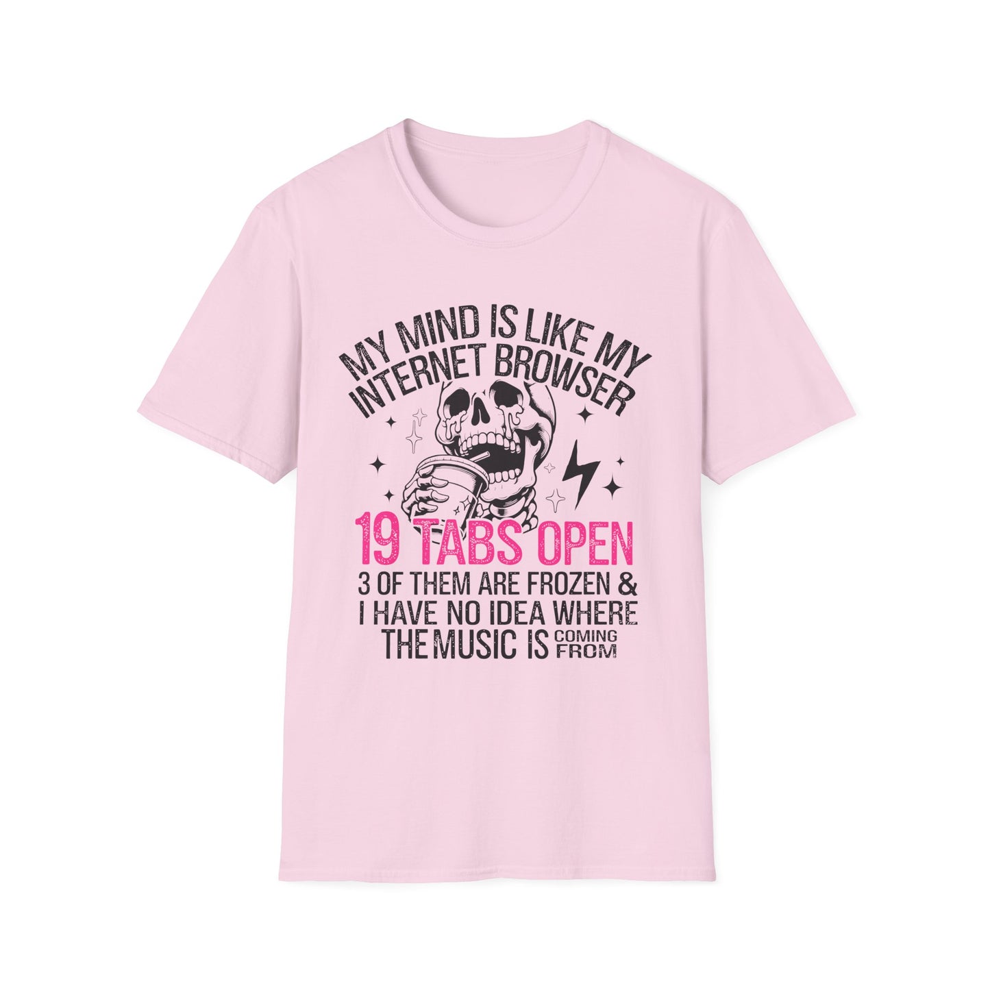 19 tabs open, Softstyle T-Shirt, Halloween, funny quote, mental health, up to 5XL