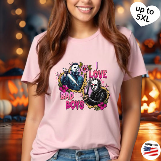 I love Bad Boys Softstyle T-Shirt, Halloween, Horror movies, up to 5XL