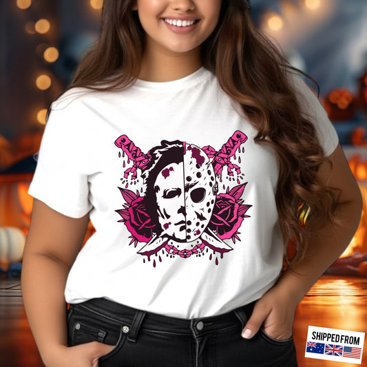 Pink Horror Movies, Halloween, Softstyle T-Shirt