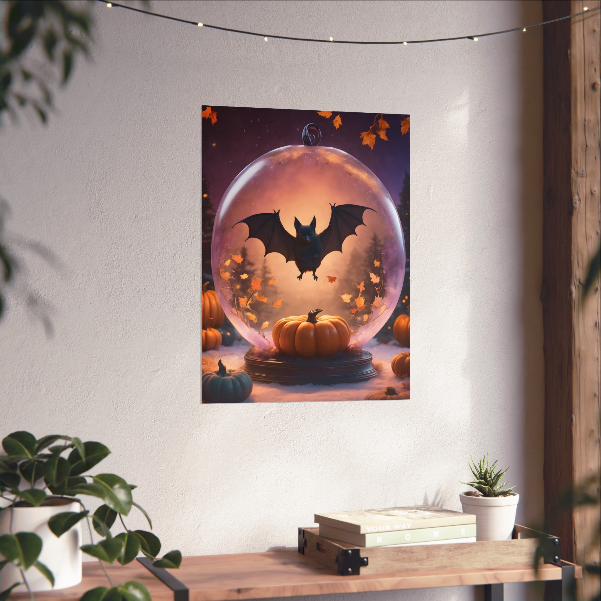 Bat and Pumpkins Fine Art Print, Dark Academia, Goth Wall Decor, Gothic Gallery Wall, Halloween Decor