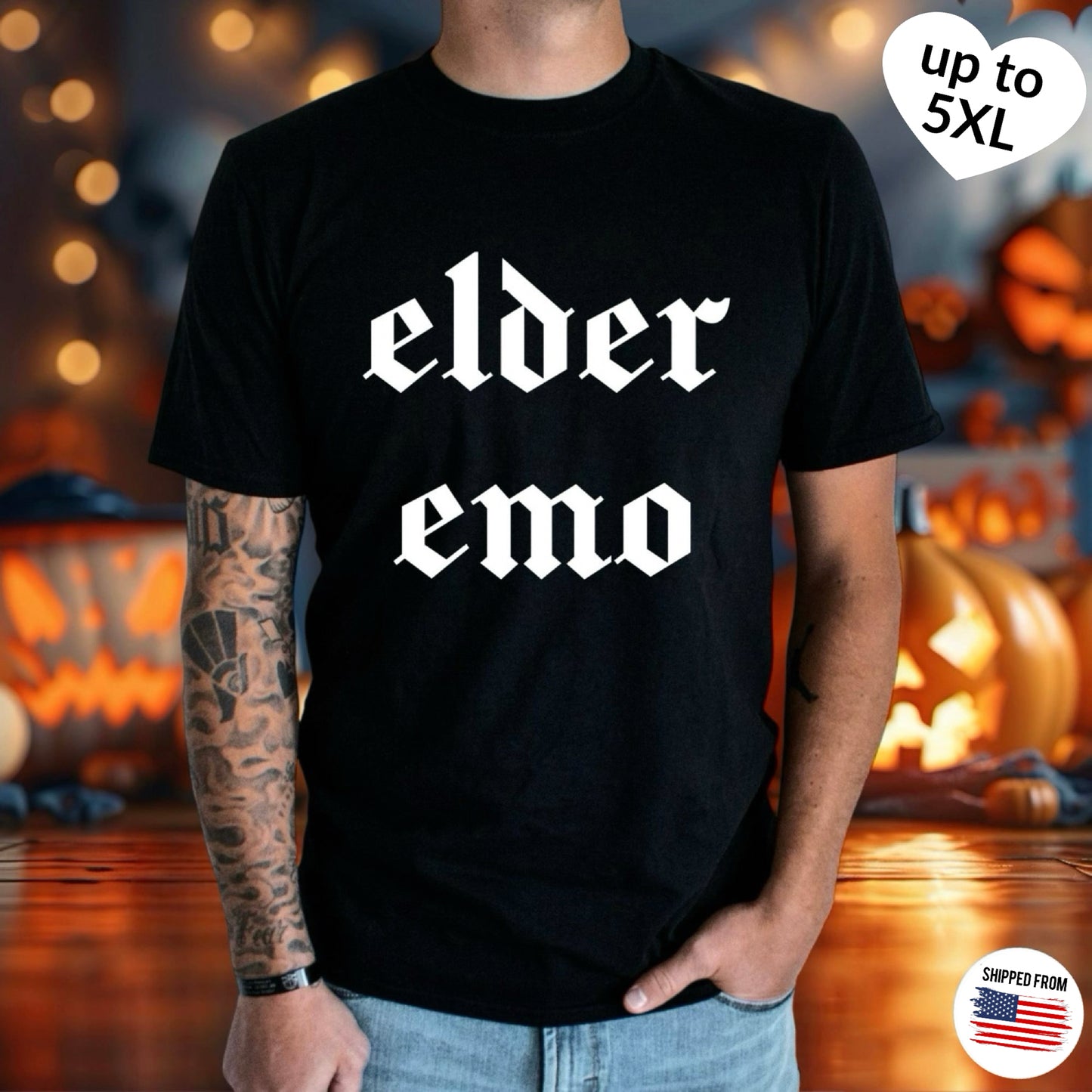 Elder Emo Softstyle T-Shirt, gothic, Halloween, up to 5XL