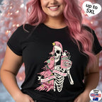 Sorta Merry Sorta Scary, pink Skeleton, Christmas T-shirt, up to 5XL