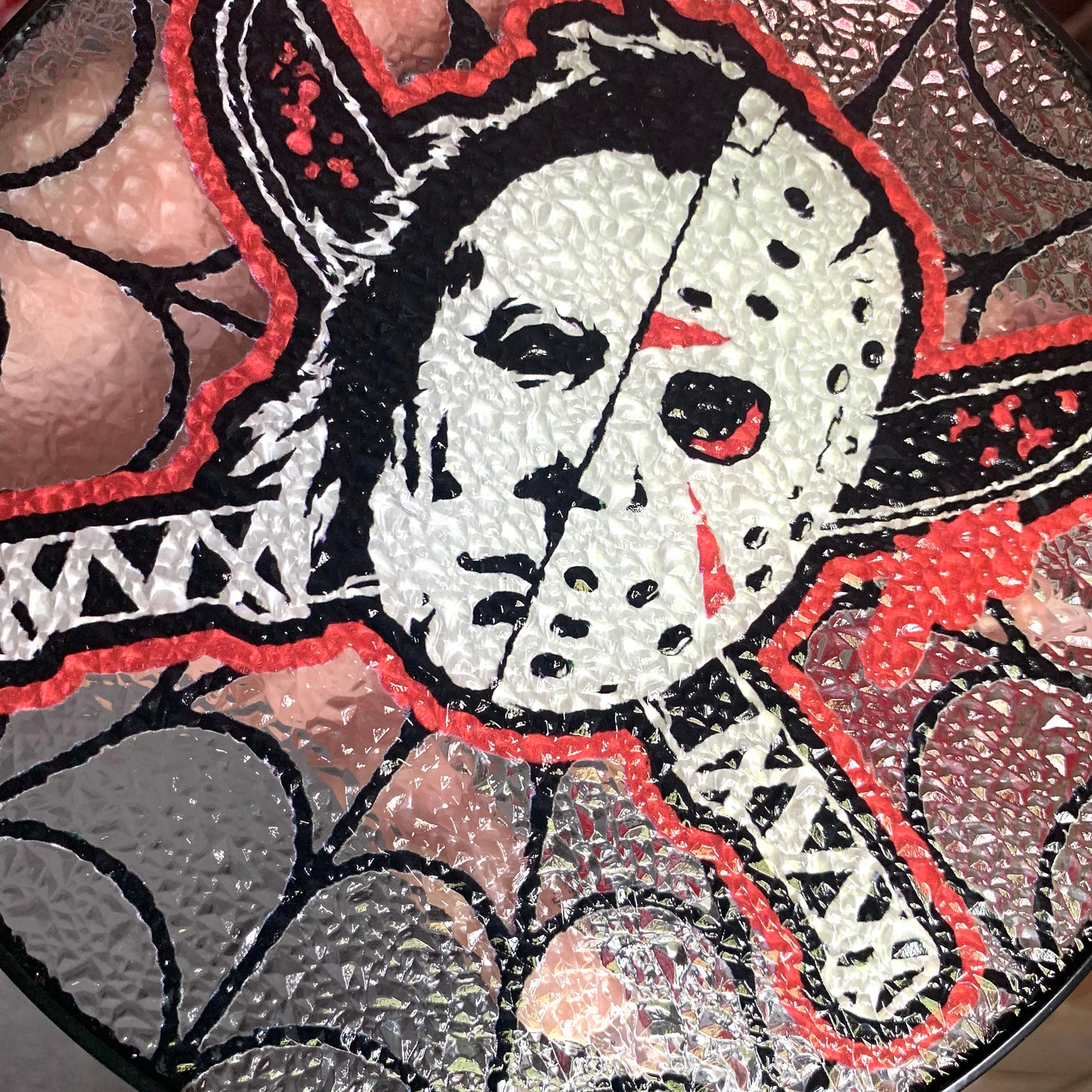 Horror movies glass handcrafted suncatcher, Halloween, Jason Voorhees, Michael Myers