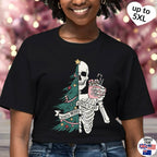 Sorta Merry Sorta Scary, Christmas T-shirt, up to 5XL, spooky skeleton