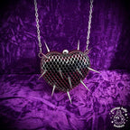 Flail Purse, Goth Spiked Heart Purse, Metal Mesh Chain Bag, Medieval Flail