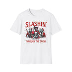 Slashing through the snow, Christmas Softstyle T-Shirt, up to 5XL, Horror Movie, Ugly Christmas Jumper