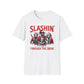 Slashing through the snow, Christmas Softstyle T-Shirt, Horror Movie, Ugly Christmas Jumper