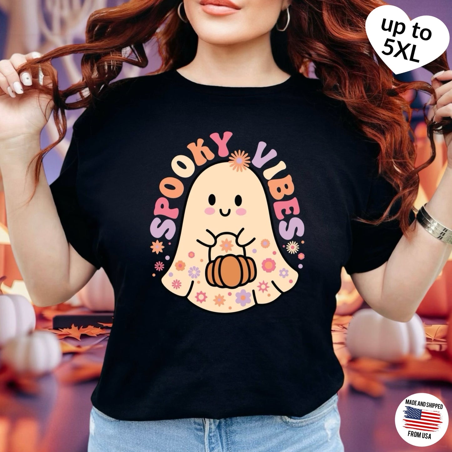 Spooky Vibes T-Shirt, up to 5XL, Halloween