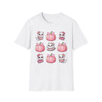 Cute coquette ghost kitty T-shirt, up to 5XL, spooky kawaii, pink pumpkins