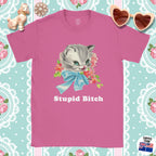 Stupid B*tch, cute kitten T-shirt, retro kitsch, Sassy Cat Lover T-Shirt