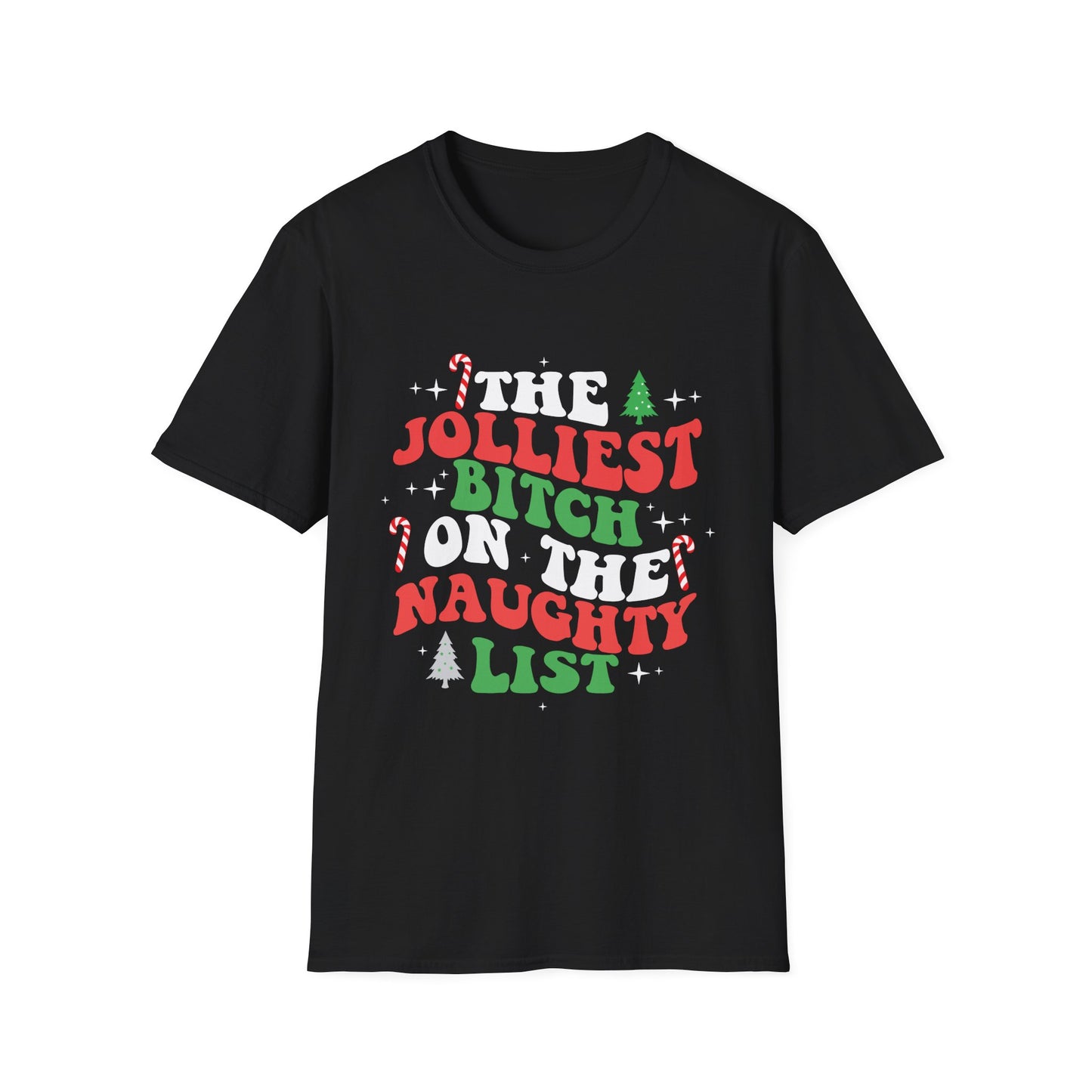 The Jolliest B*tch on the Naughty List, Christmas T-shirt, up to 5XL