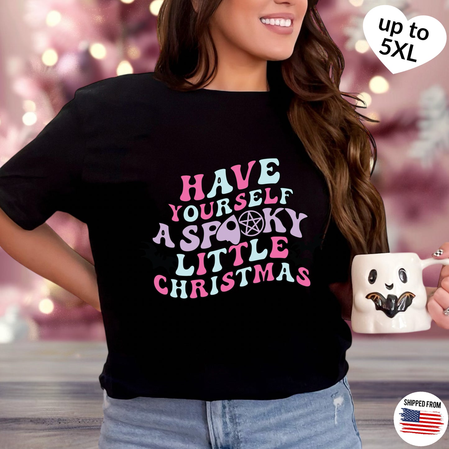 Spooky Little Christmas T-shirt, up to 5XL, pastel goth