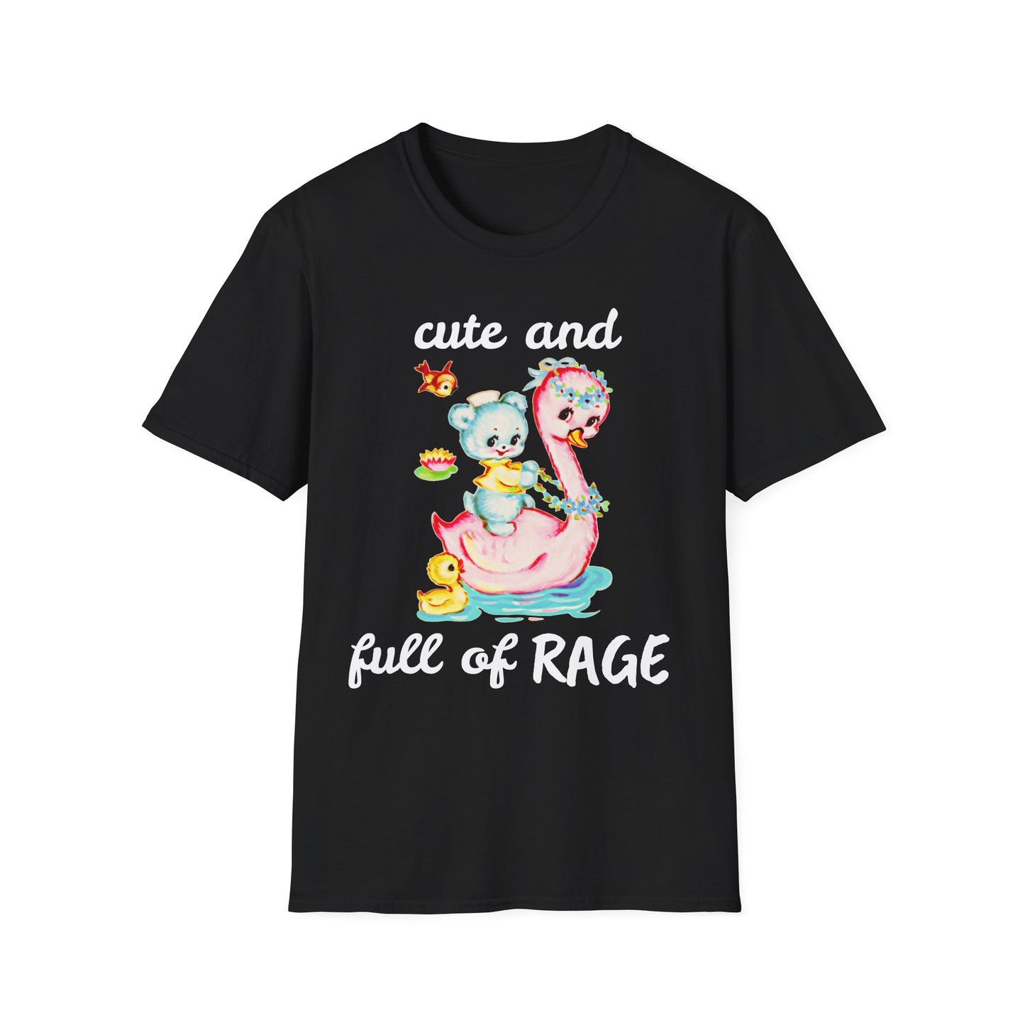 Cute and full of RAGE T-shirt, up to 5XL, cute bear and swan