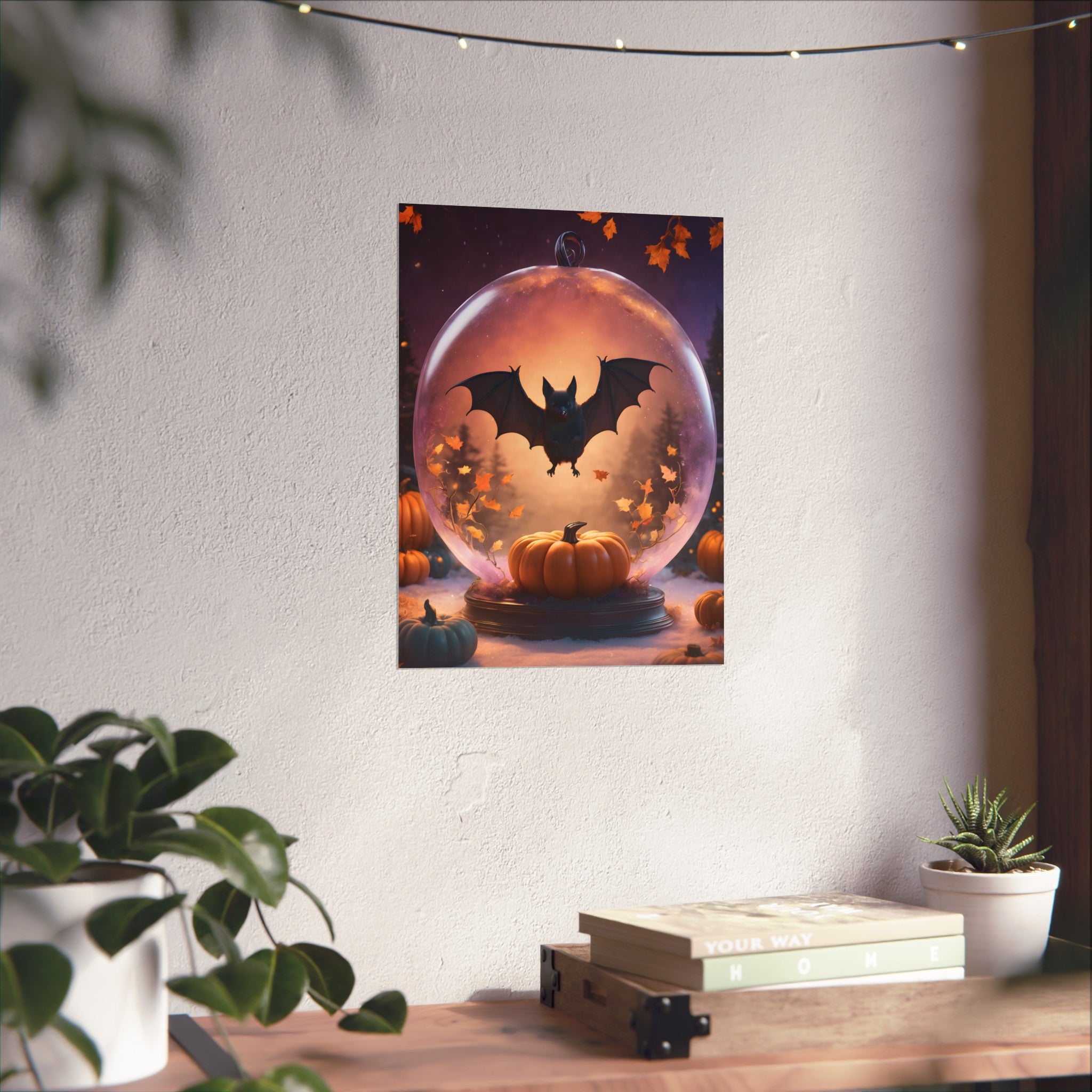 Bat and Pumpkins Fine Art Print, Dark Academia, Goth Wall Decor, Gothic Gallery Wall, Halloween Decor