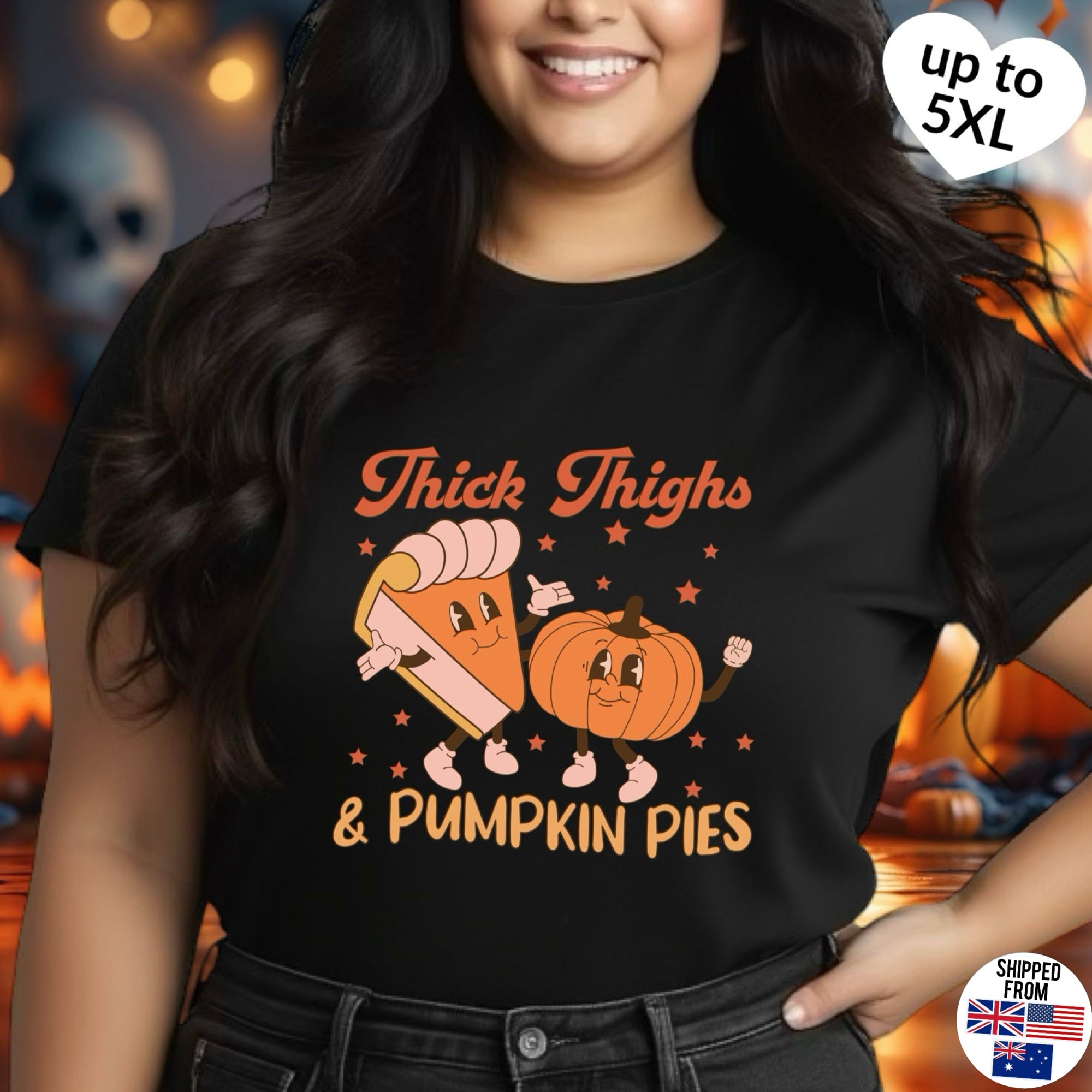 Thick Thighs and Pumpkin Pies,  Softstyle T-Shirt, up to 5XL