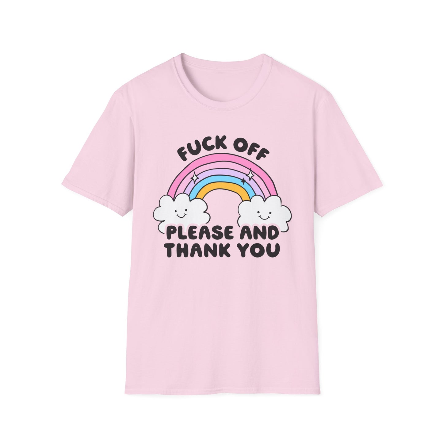 F*ck off please and thank you, Softstyle T-Shirt, rainbow, pastel, up to 5XL