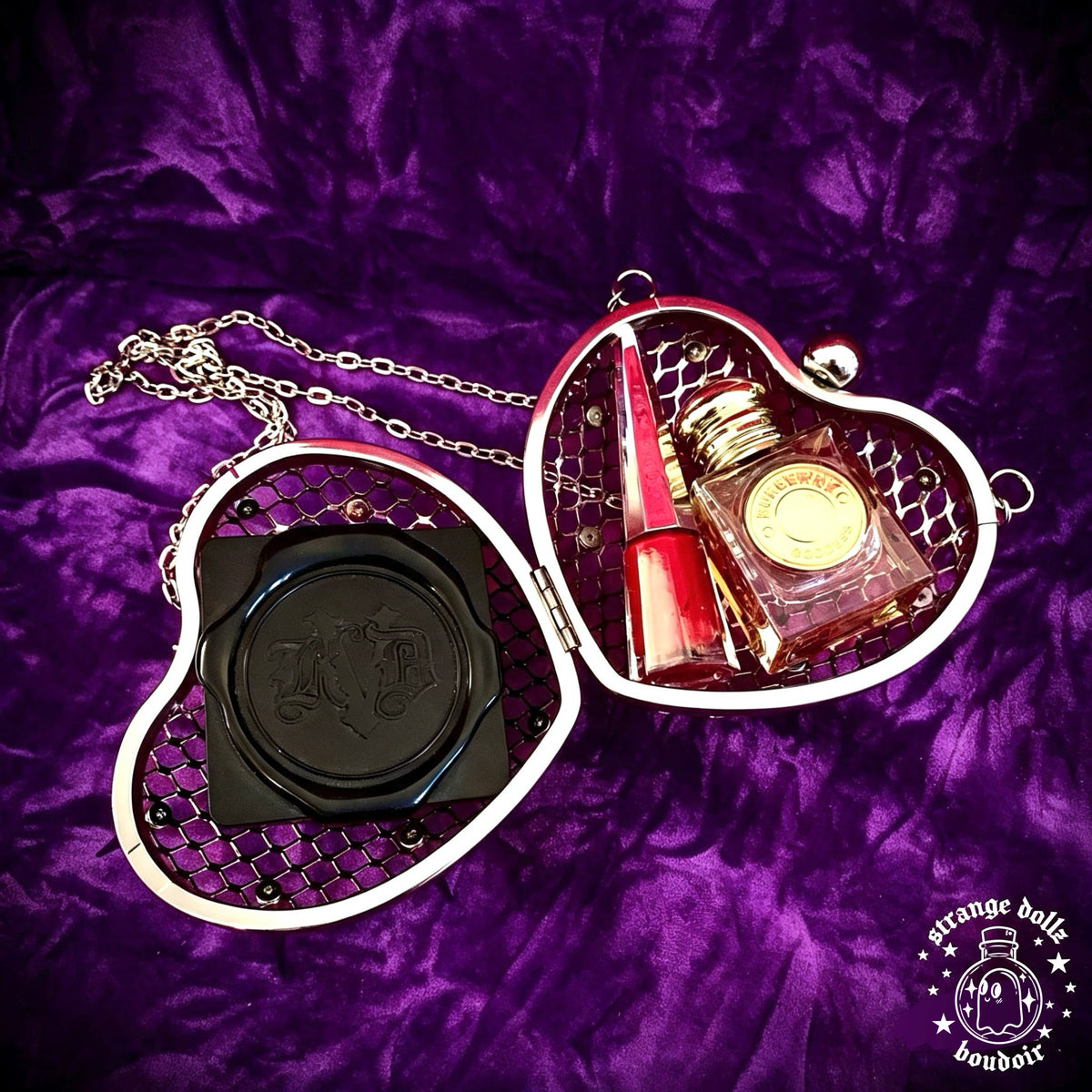 Flail Purse, Goth Spiked Heart Purse, Metal Mesh Chain Bag, Medieval Flail