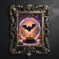 Bat and Pumpkins Fine Art Print, Dark Academia, Goth Wall Decor, Gothic Gallery Wall, Halloween Decor