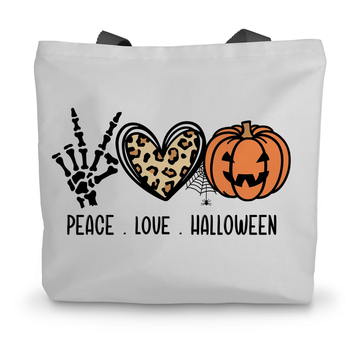 Peace Love Halloween Canvas Tote Bag