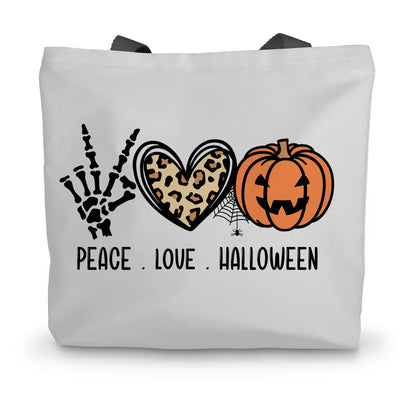 Peace Love Halloween Canvas Tote Bag