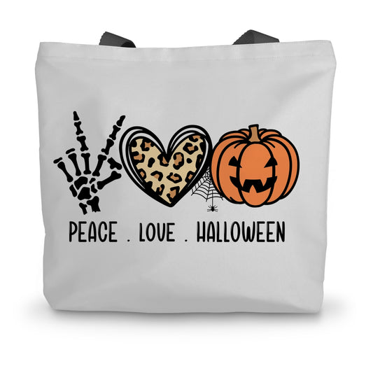 Peace Love Halloween Canvas Tote Bag