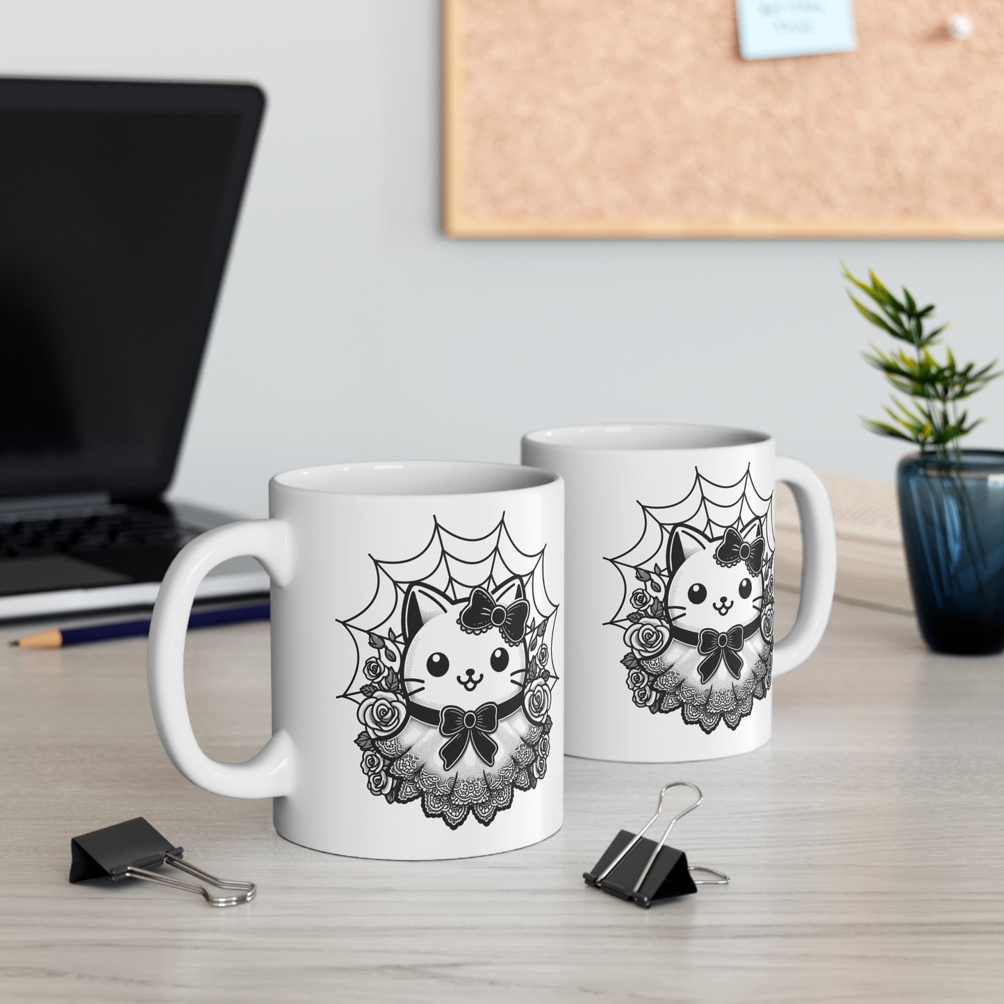 Spooky kawaii kitty Mug, cute coquette