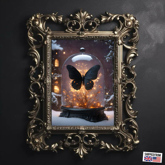 Black Butterfly Fine Art Print, Dark Academia, Goth Wall Decor, Gothic Gallery Wall, Halloween Decor