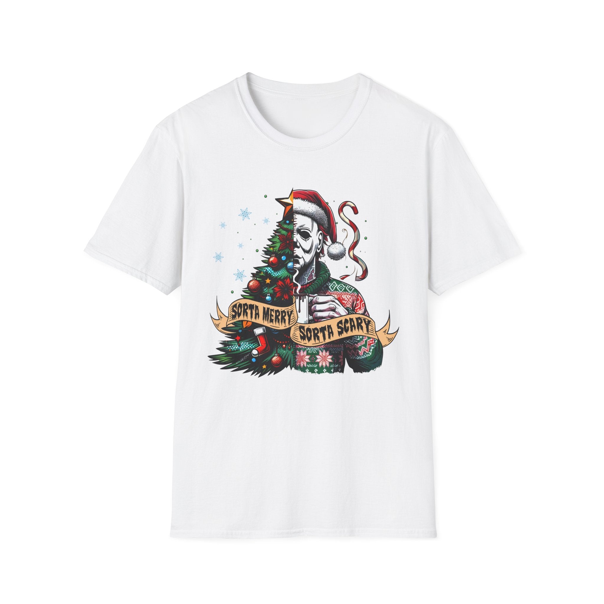 Sorta Merry Sorta Scary, Christmas Softstyle T-Shirt, up to 5XL, Michael Myers, Horror Movie, Spooky