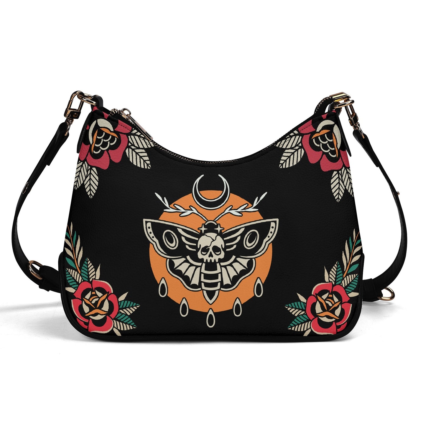 Death Moth Tattoo Vegan Leather Shoulder Handbag