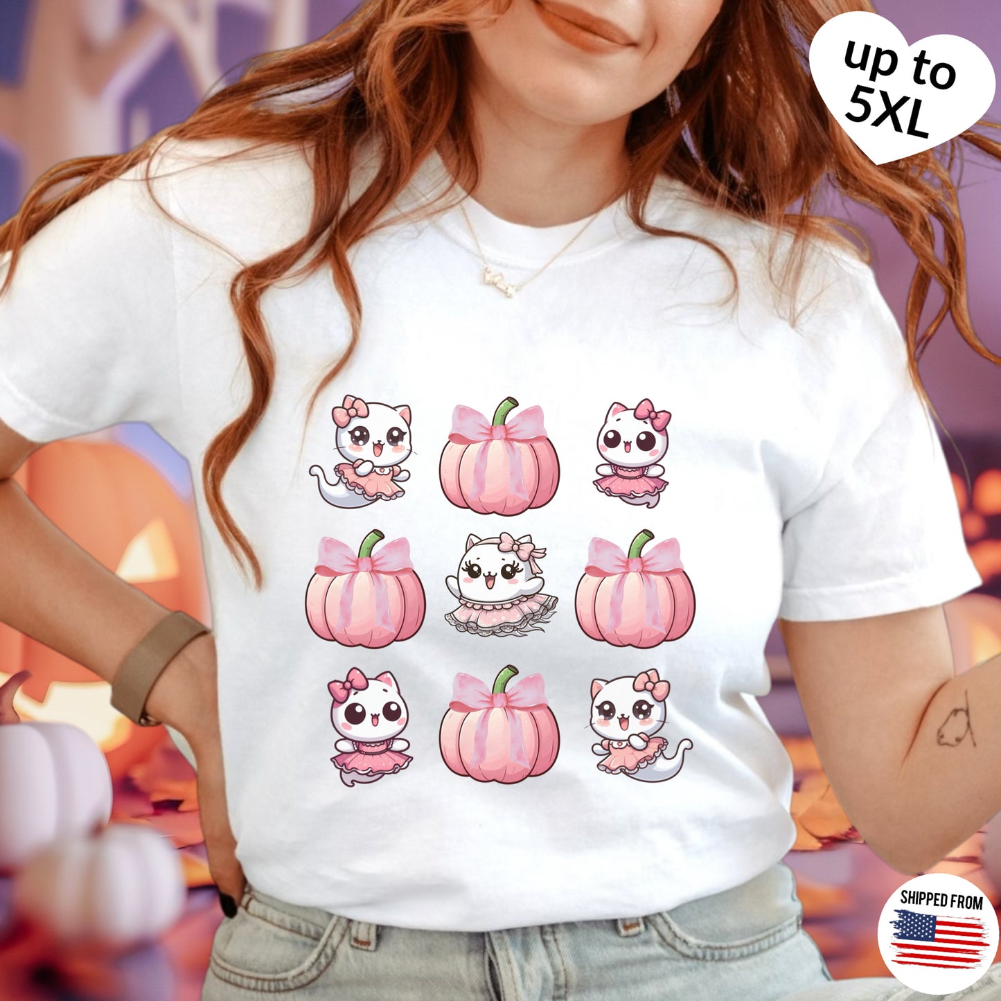 Kawaii coquette cat Tshirt, plus size, up to 5xl