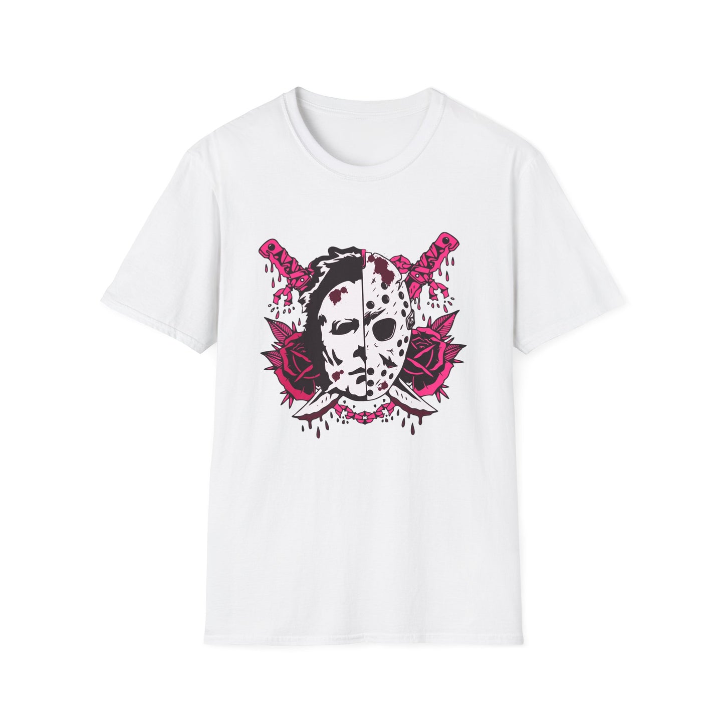 Pink Horror Movies, Halloween, Softstyle T-Shirt