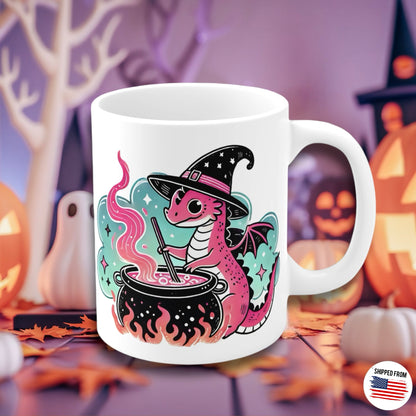 Witchy Dragon Mug, Halloween, Kawaii, Spooky Cute