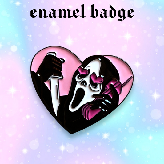 Scream Ghostface enamelled badge pin, Halloween, Strange Dollz Boudoir